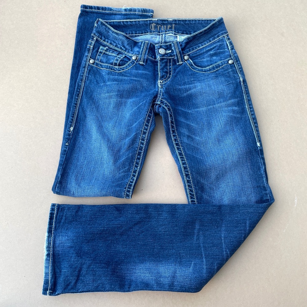 Cruel Amberly Jeans Women 1R Blue Casual Western Bootcut Low Rise Stretch Denim